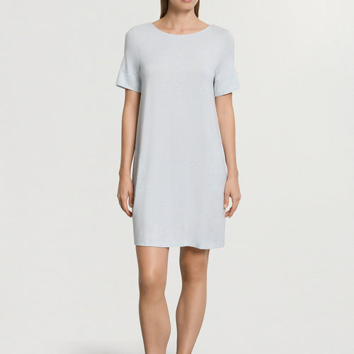 Natural Elegance Short Sleeve Nightdress 90cm | Watery Blue Melange 74949-3081