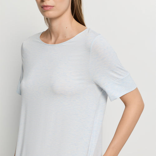 Natural Elegance Short Sleeve Nightdress 90cm | Watery Blue Melange 74949-3081