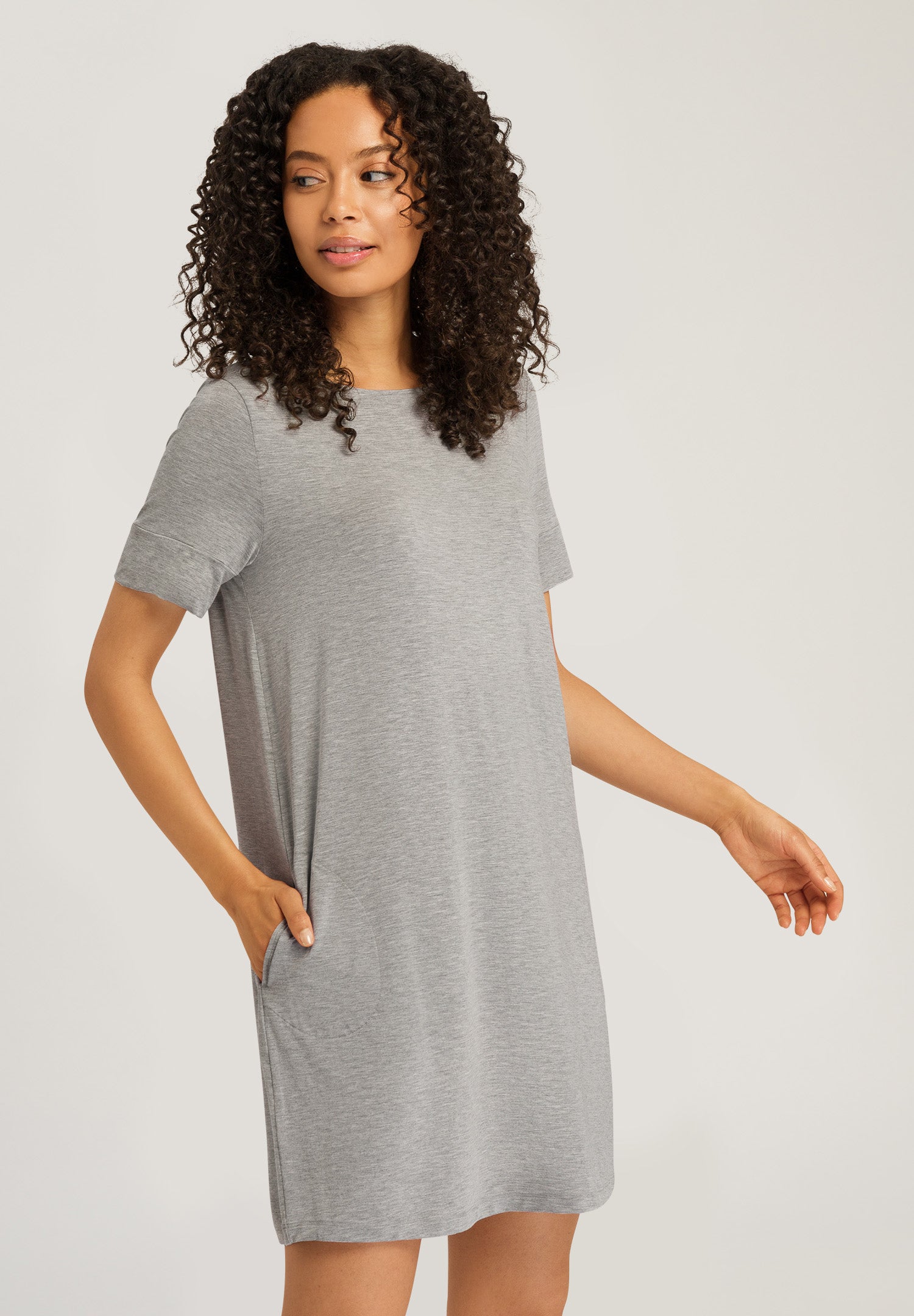 74949 Natural Elegance Short Sleeve Nightdress 90cm - 958 Grey Melange