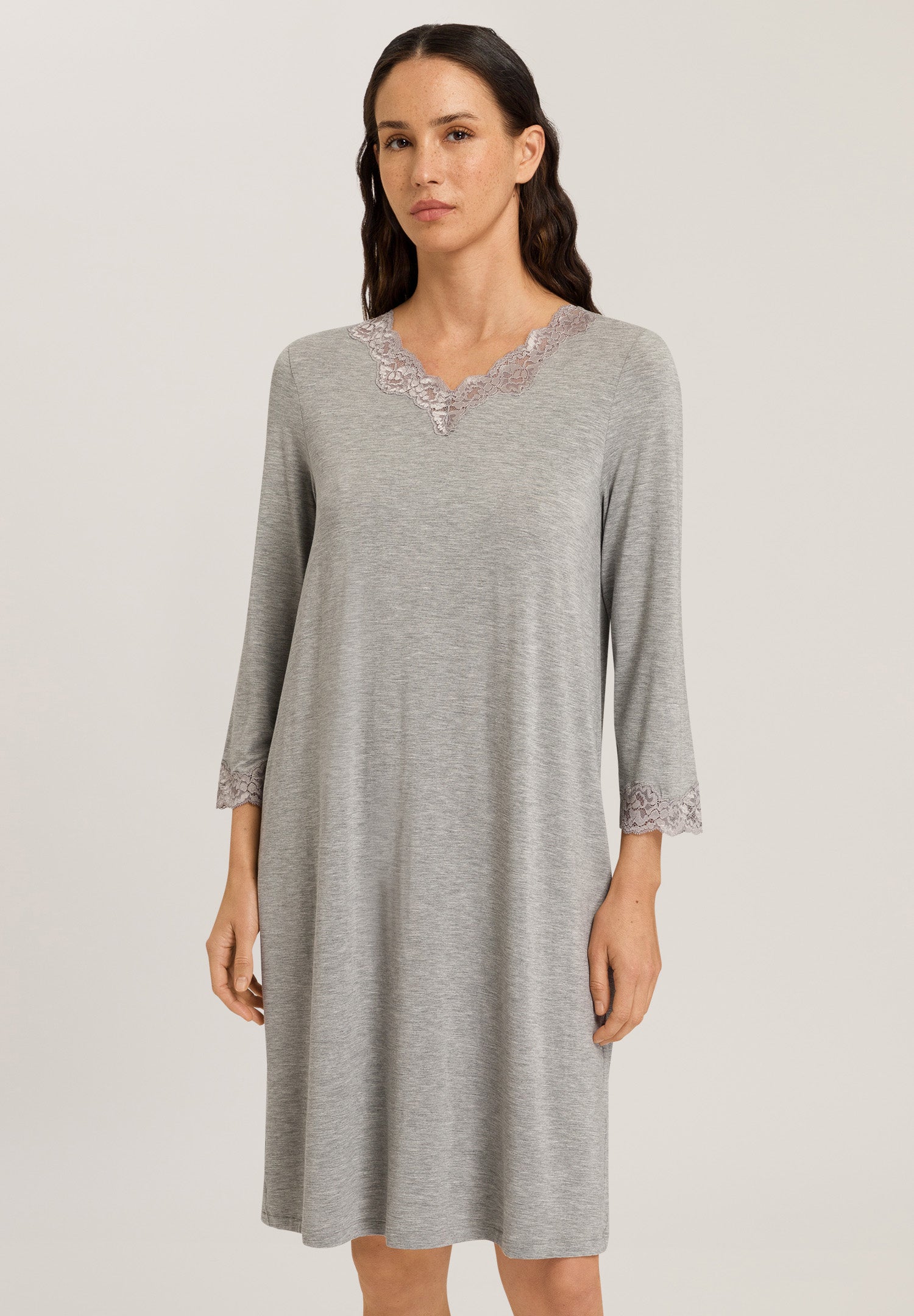 74950 Natural Elegance 3/4 Sleeve Gown Nightdress 100cm - 958 Grey Melange