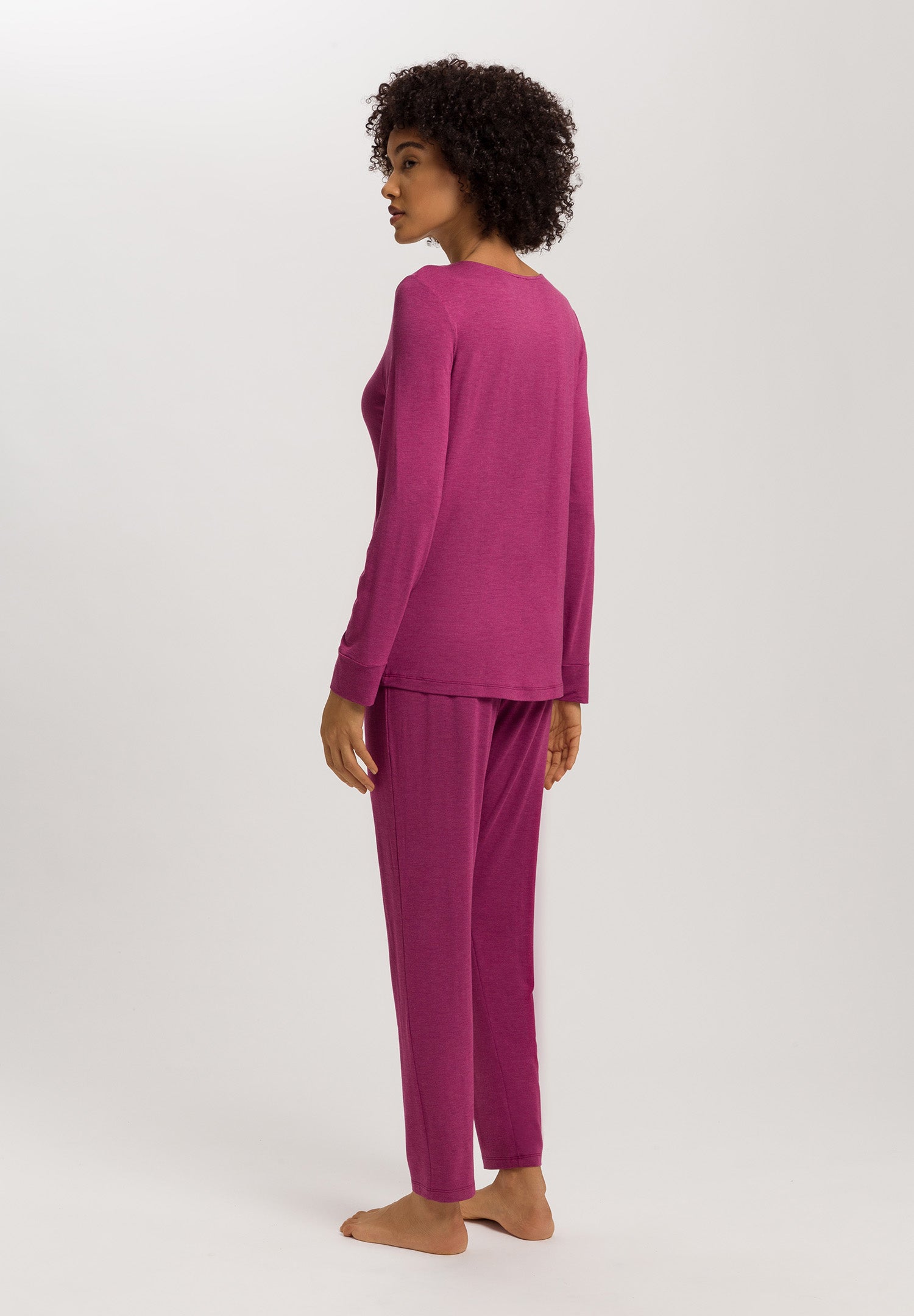 Natural Elegance Round Neck Long Pajama Set | Tourmaline Melange 74951-3056