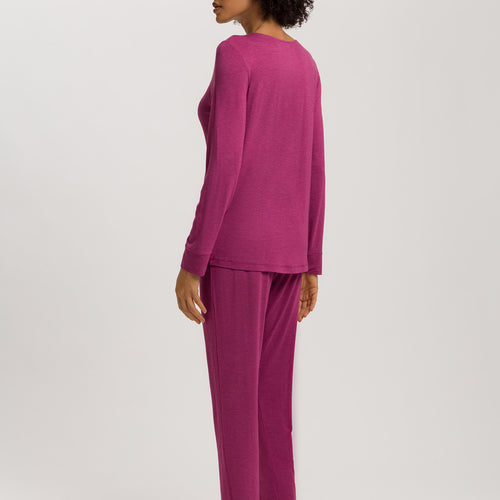 Natural Elegance Round Neck Long Pajama Set | Tourmaline Melange 74951-3056