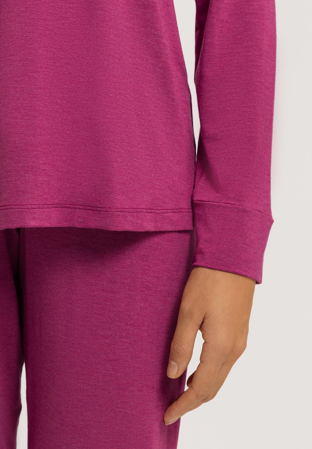 Natural Elegance Round Neck Long Pajama Set | Tourmaline Melange 74951-3056