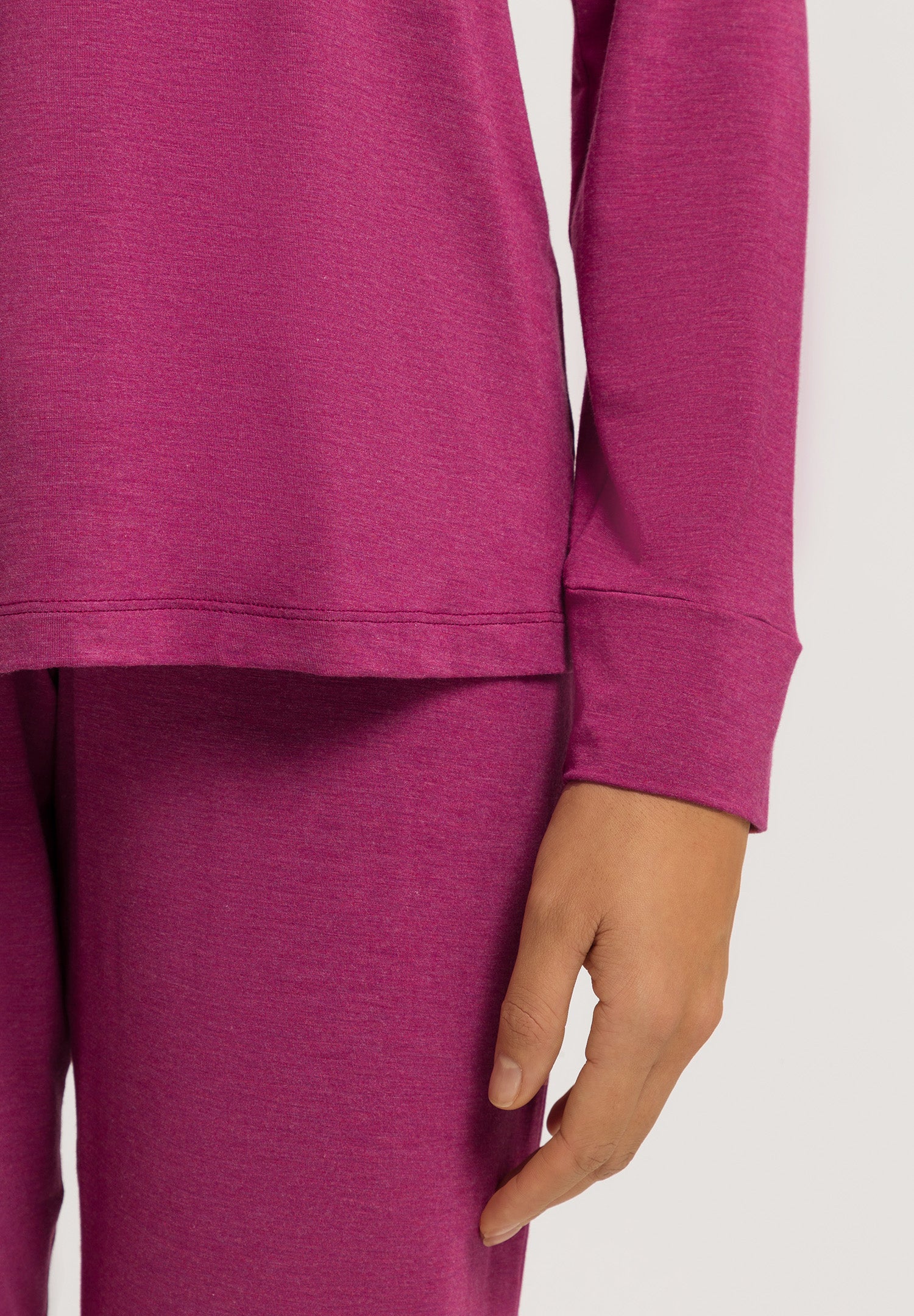 Natural Elegance Round Neck Long Pajama Set | Tourmaline Melange 74951-3056