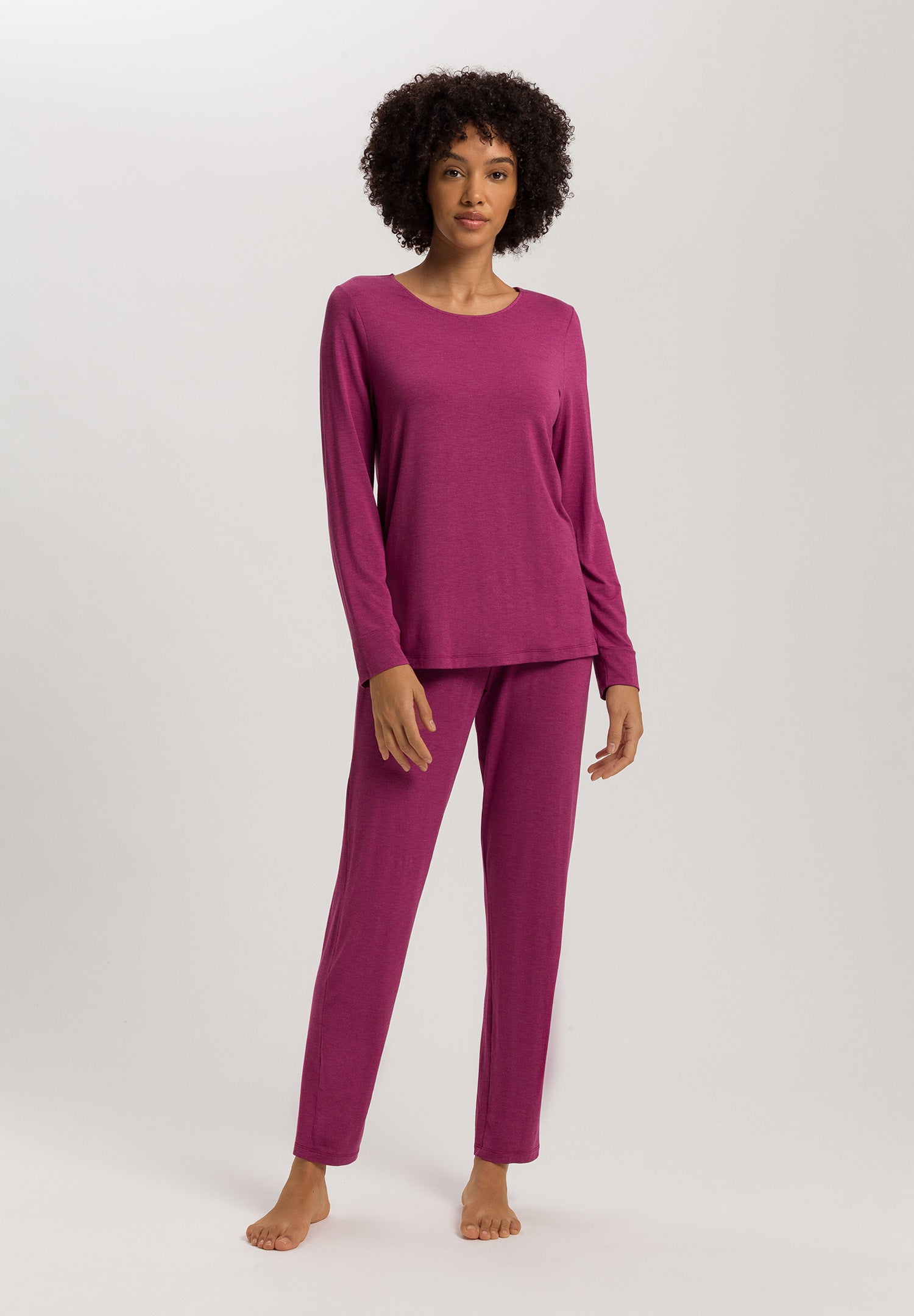 Natural Elegance Round Neck Long Pajama Set | Tourmaline Melange 74951-3056
