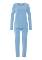 Natural Elegance Round Neck Long Pajama Set | Bluebird Melange 74951-3160