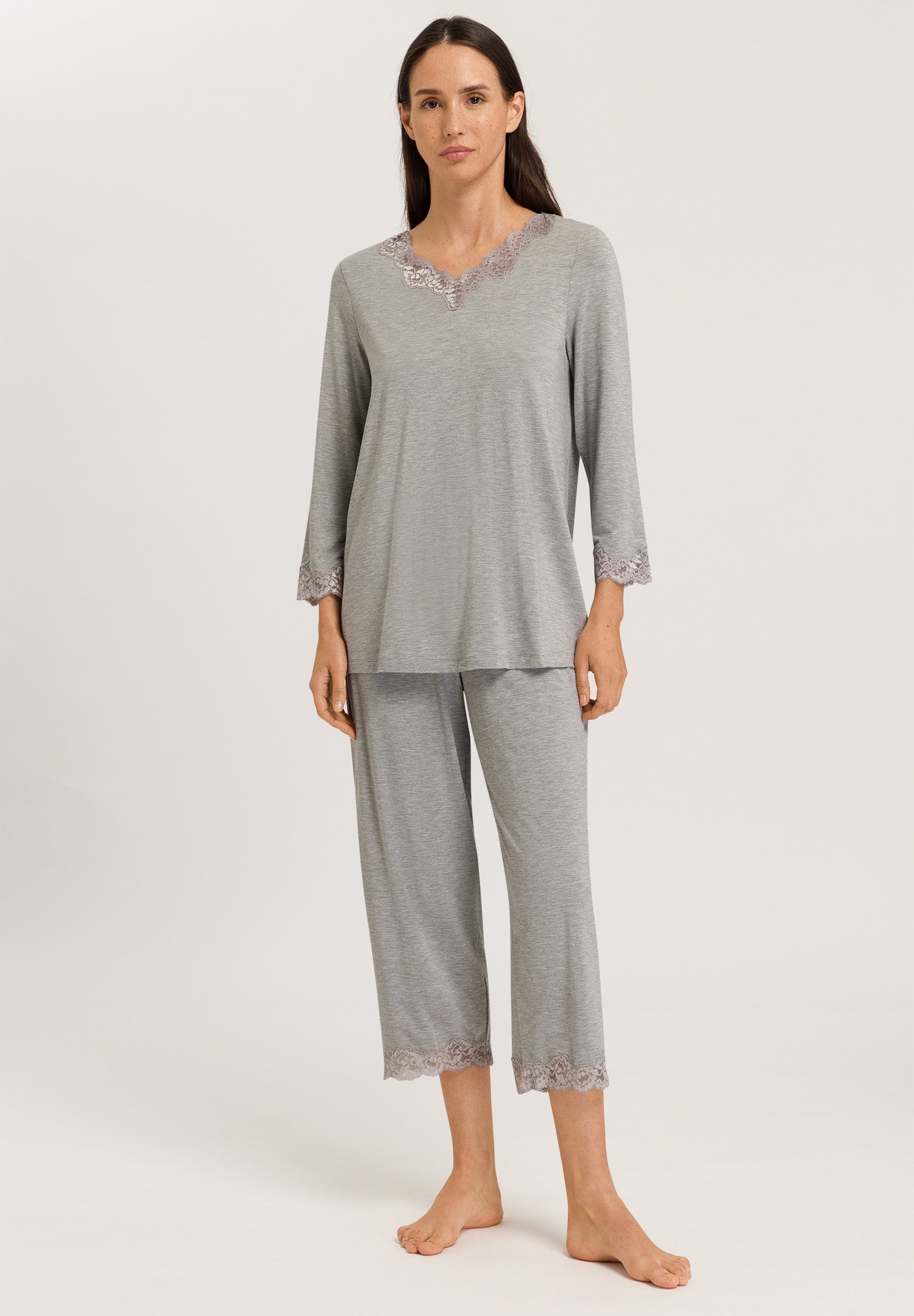 74952 Natural Elegance 3/4 Sleeve Pajama Set - 958 Grey Melange