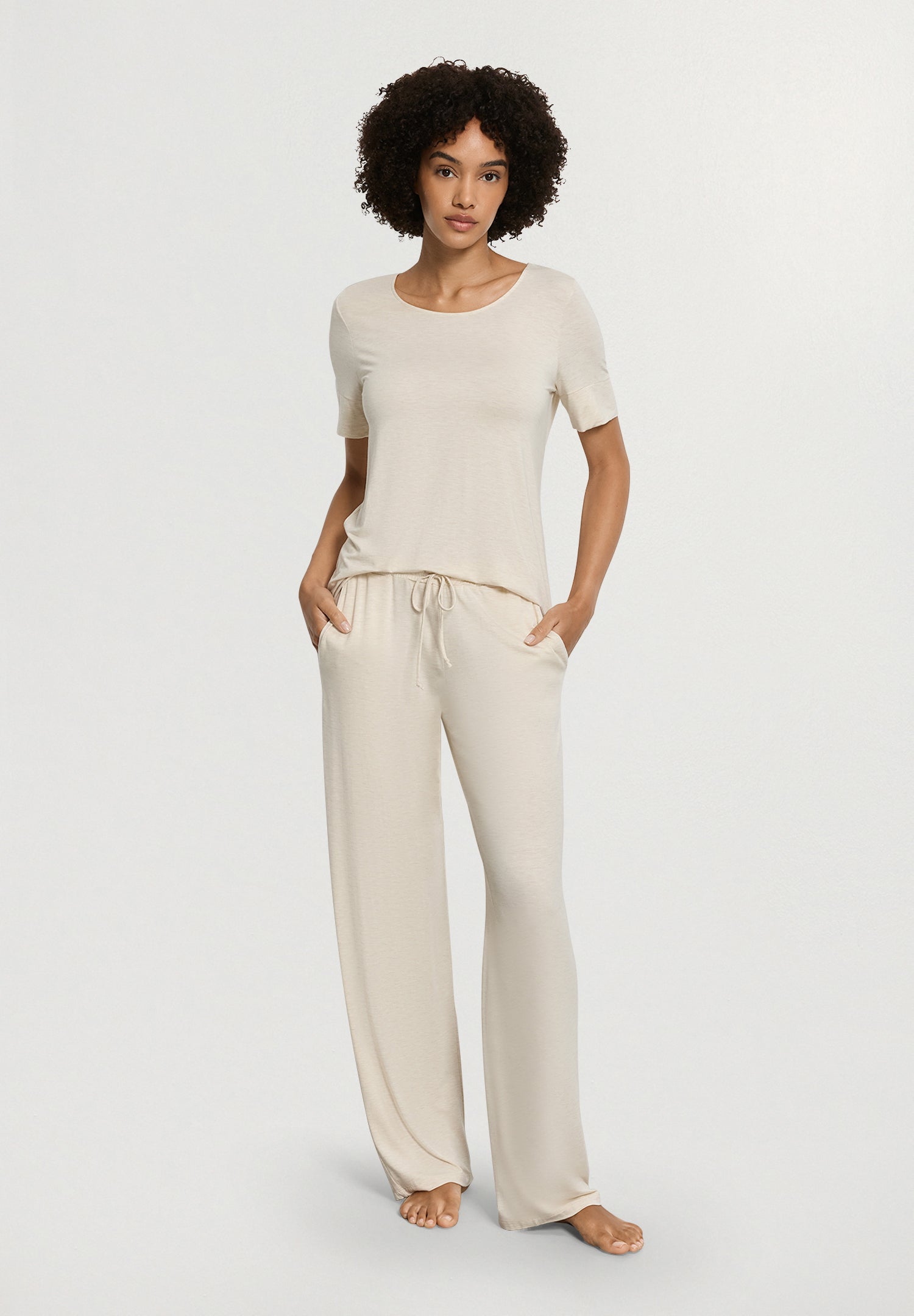 Natural Elegance Drawstring Lounge Pants | Anthra Mel. 74953-3080