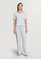 Natural Elegance Drawstring Lounge Pants | Watery Blue Melange 74953-3081