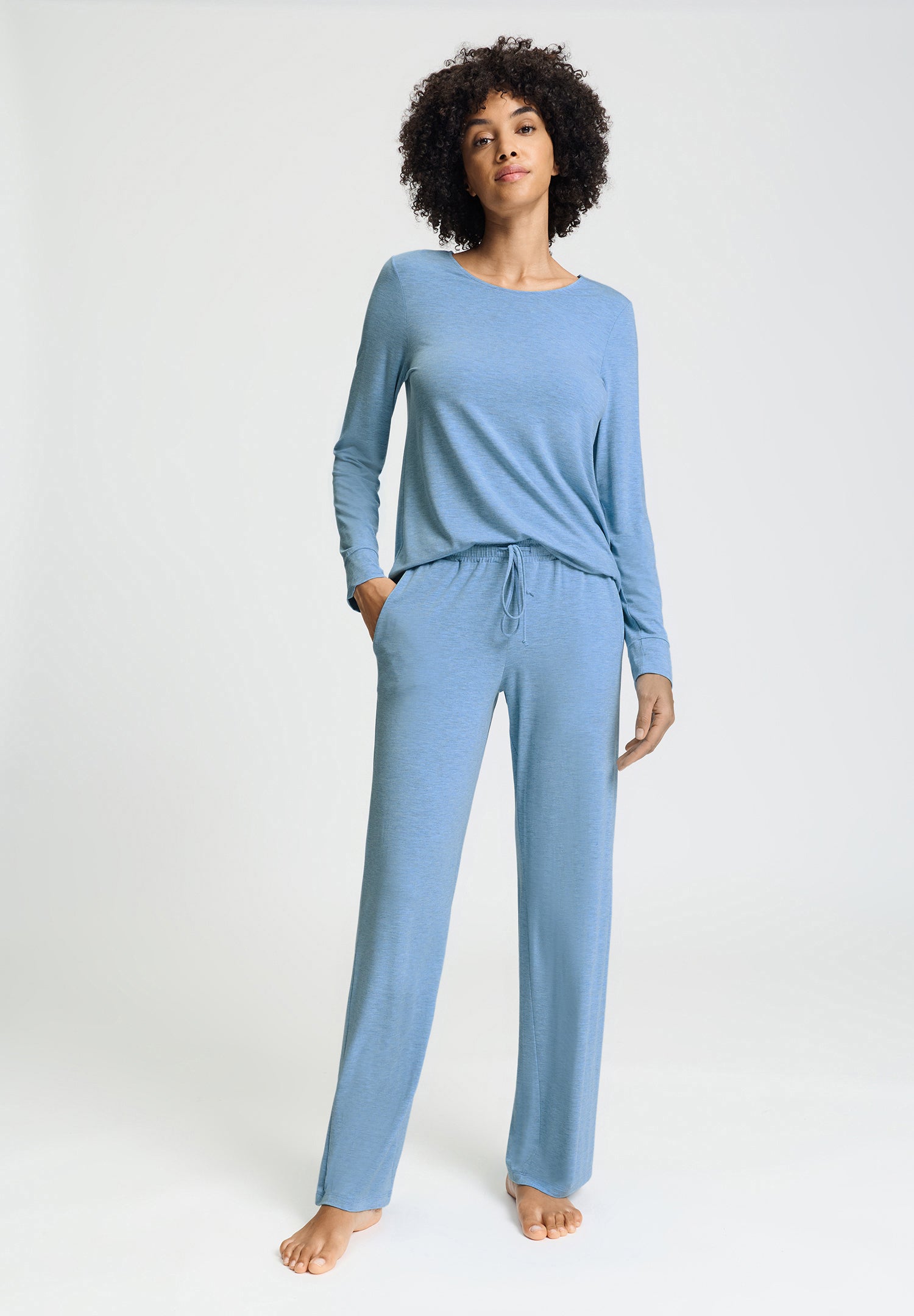 Natural Elegance Drawstring Lounge Pants | Bluebird Melange 74953-3160