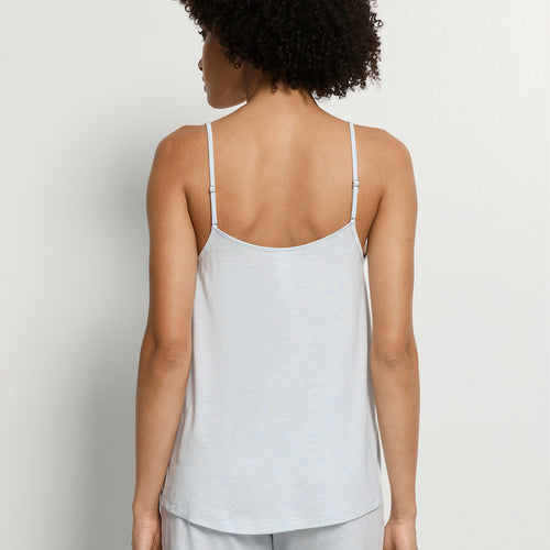 Natural Elegance Spaghetti Camisole Short Pajama Set | Watery Blue Melange 74962-3081