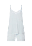 Natural Elegance Spaghetti Camisole Short Pajama Set | Watery Blue Melange 74962-3081