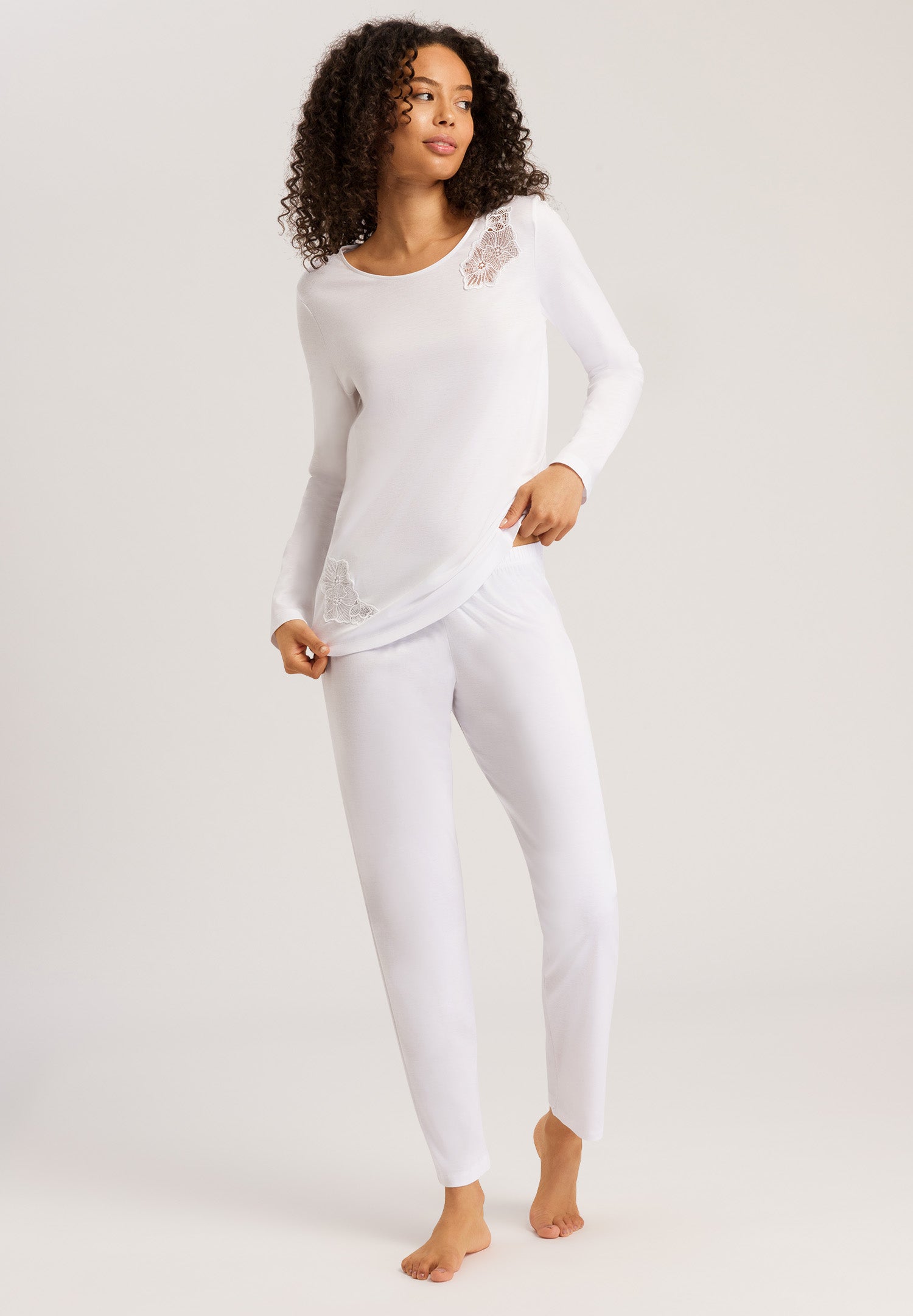 74998 Naila L/Slv Pajama - 101 White