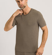 75035 Casuals S/Slv Shirt V-Neck - 1267 Dark Elmwood Melange