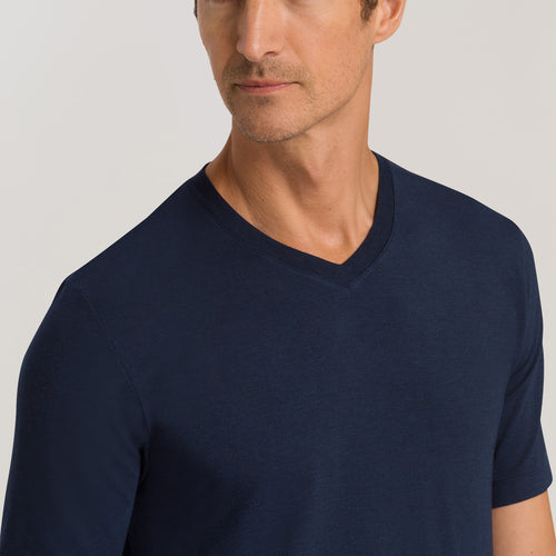 75035 Casuals S/Slv Shirt V-Neck - 1610 Deep Navy