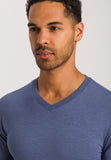 75035 Casuals S/Slv Shirt V-Neck - 2898 Slate Blue Melange