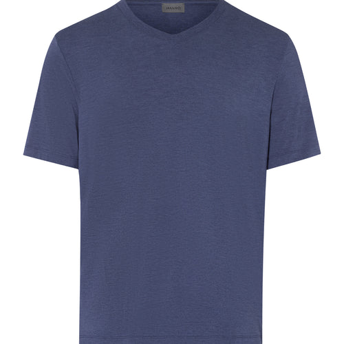 75035 Casuals S/Slv Shirt V-Neck - 2898 Slate Blue Melange