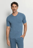 Casuals Soft V-Neck T-Shirt | Retro Blue Melange 75035-3082
