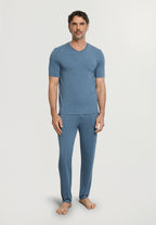 Casuals Soft V-Neck T-Shirt | Retro Blue Melange 75035-3082