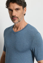 Casuals Soft V-Neck T-Shirt | Retro Blue Melange 75035-3082