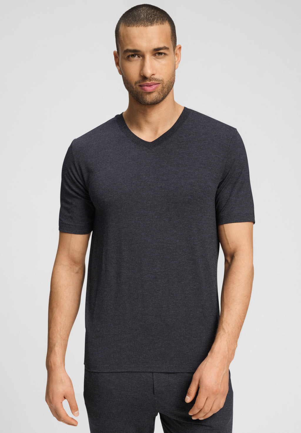 Casuals Soft V-Neck T-Shirt | Charcoal Melange 75035-3132