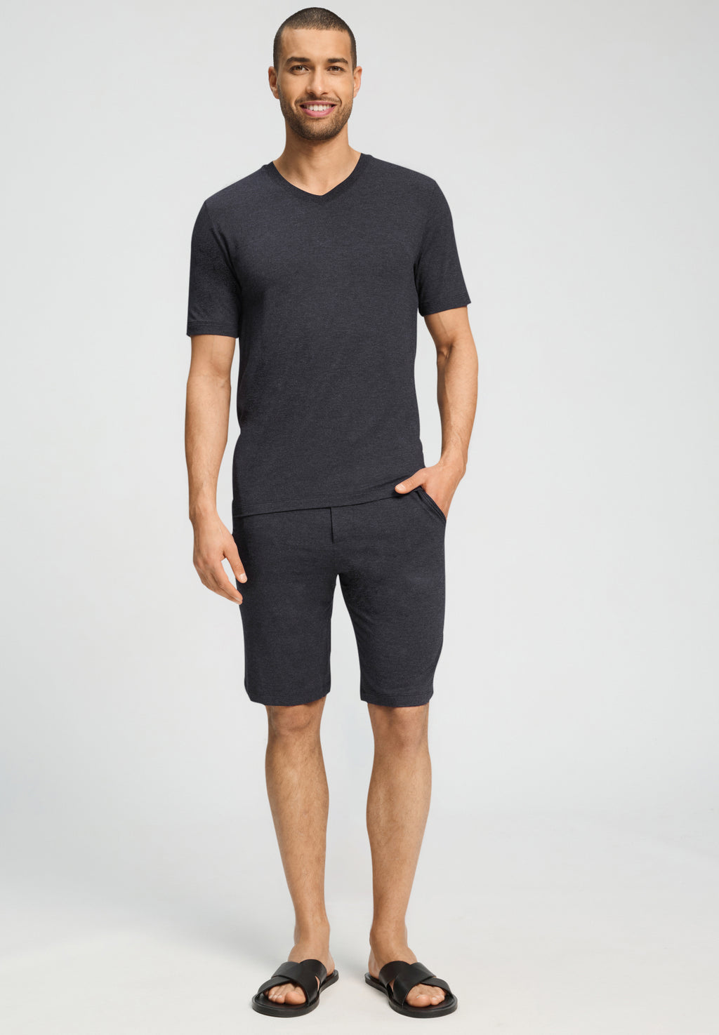 Casuals Soft V-Neck T-Shirt | Charcoal Melange 75035-3132