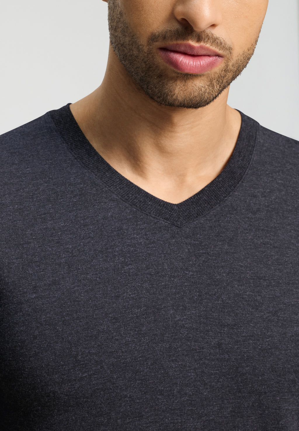 Casuals Soft V-Neck T-Shirt | Charcoal Melange 75035-3132