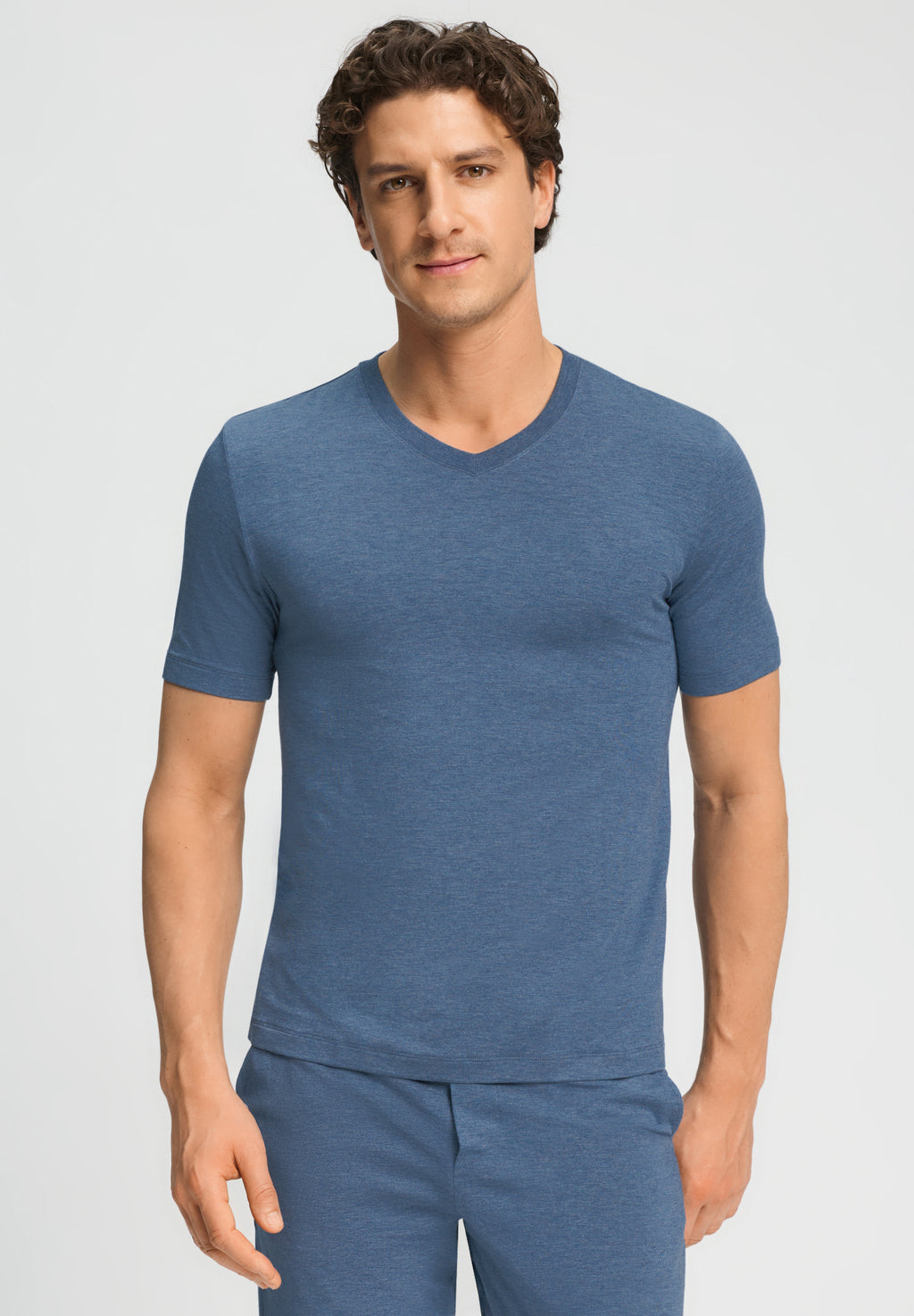 Casuals Soft V-Neck T-Shirt | Tanzanite Melange 75035-3133