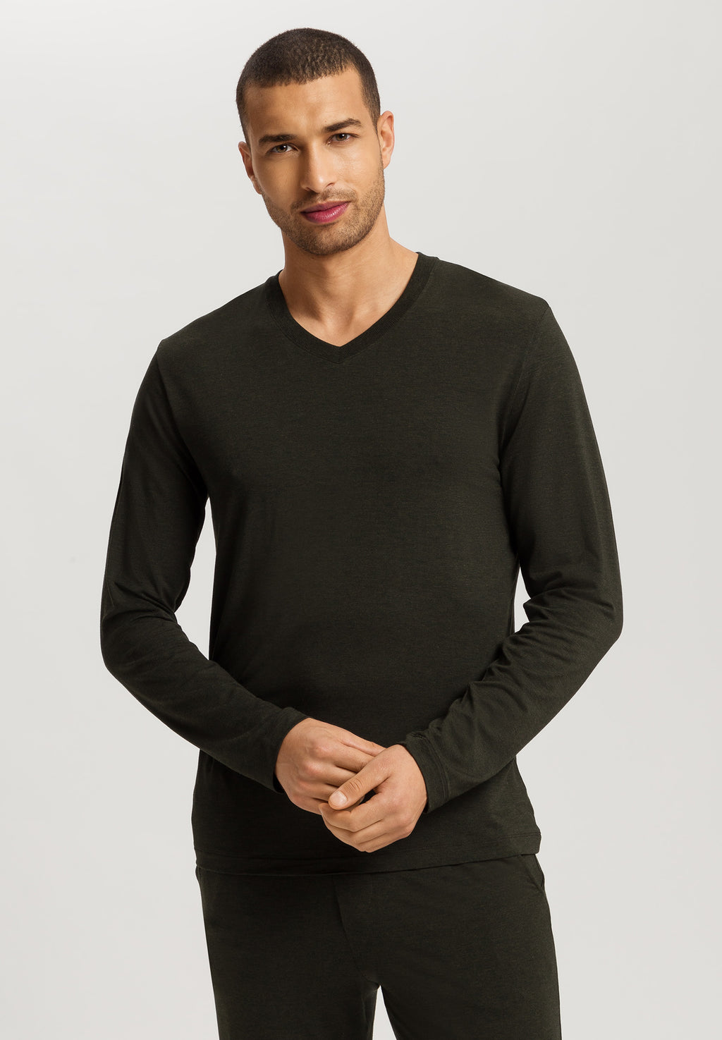 Casuals V-Neck Top | Earthy Ink Melange 75036-3044