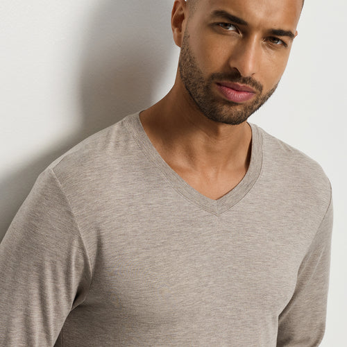 Casuals V-Neck Top | Hazelnut Melange 75036-3115