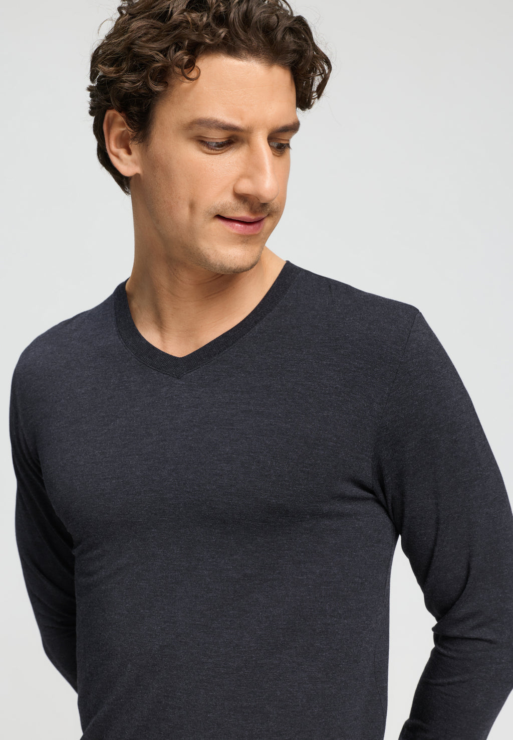 Casuals V-Neck Top | Charcoal Melange 75036-3132