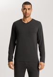 75036 Casuals Long Sleeve Shirt V-Neck - 996 Caviar