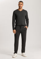 75036 Casuals Long Sleeve Shirt V-Neck - 996 Caviar