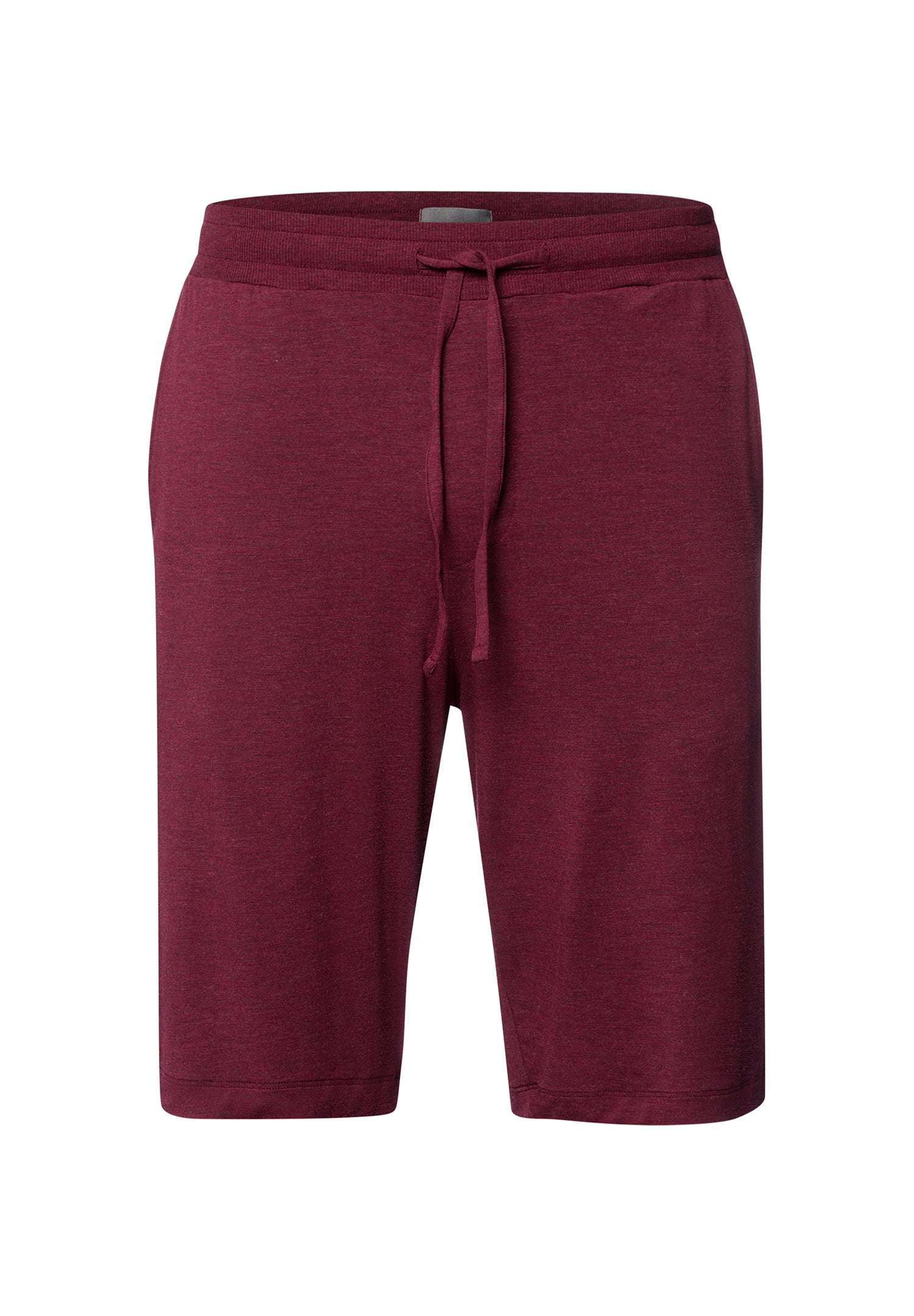 Maroon shorts with a tie waist on a white background