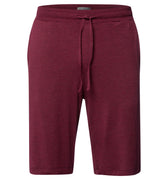 Maroon shorts with a tie waist on a white background