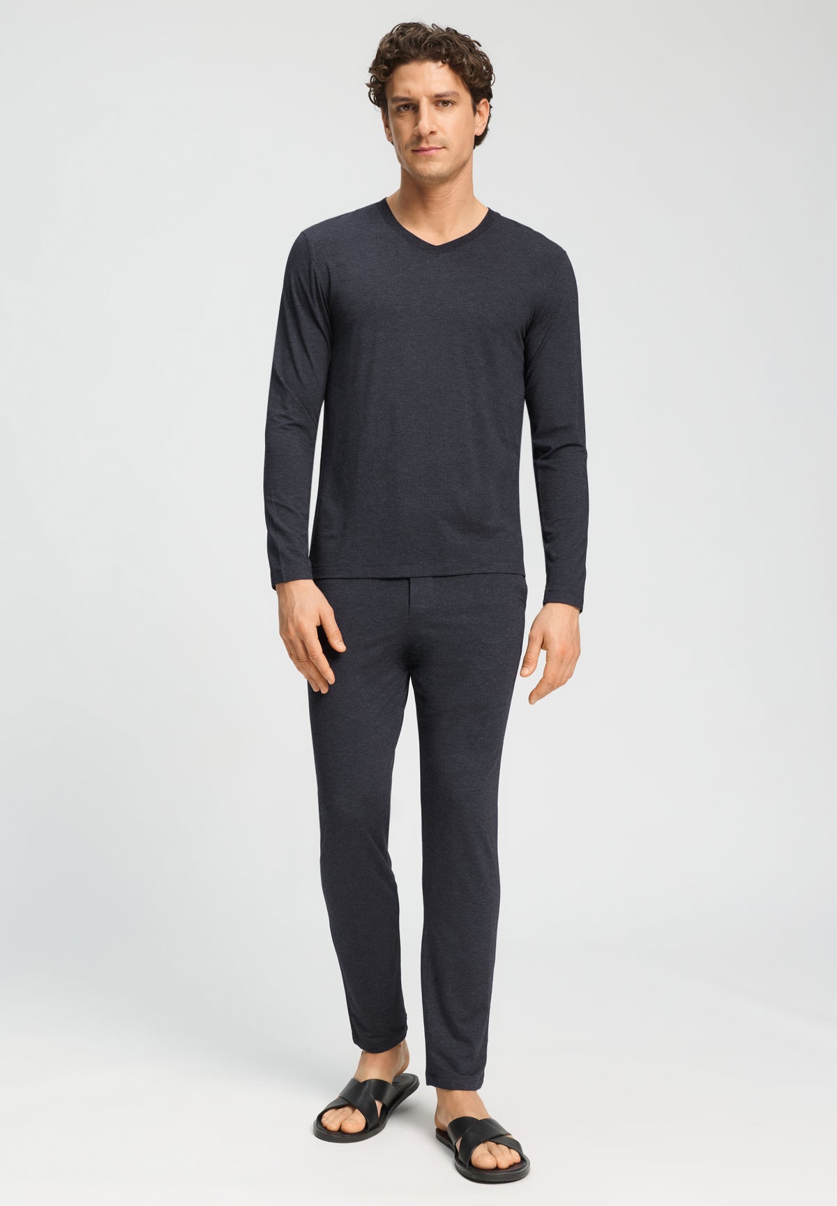 Casuals Drawstring Pants | Charcoal Melange 75040-3132