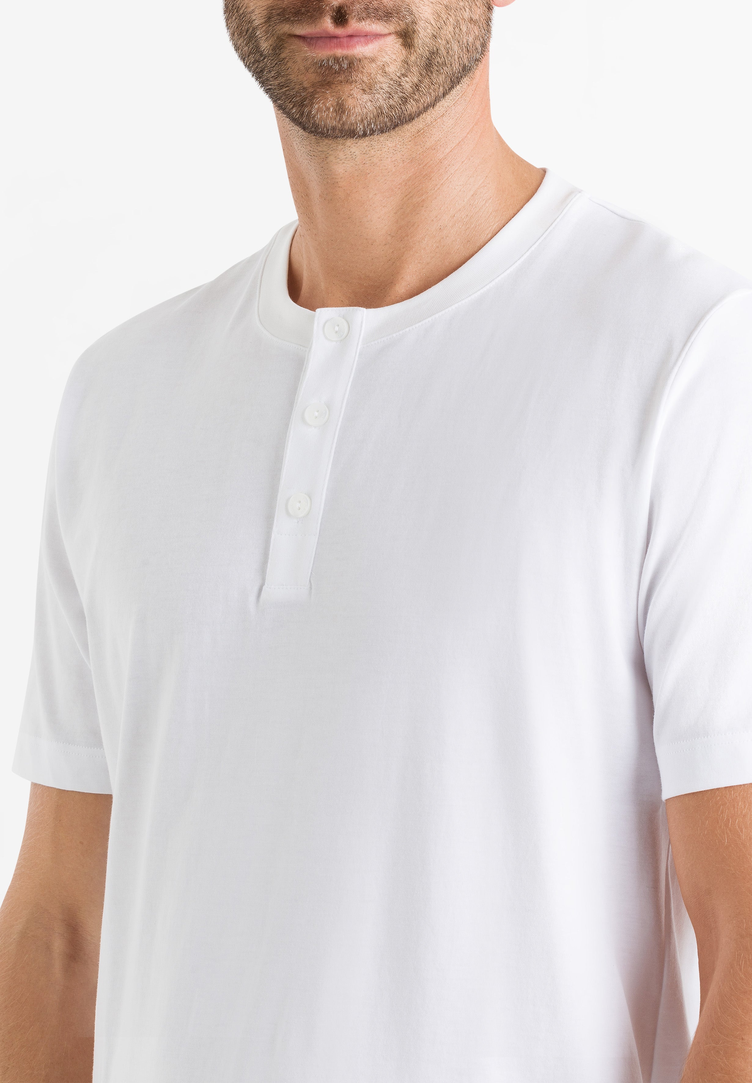 75044 Living Shirts Short Sleeve Shirt Henley - 101 White