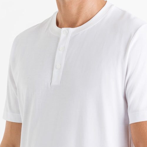 75044 Living Shirts Short Sleeve Shirt Henley - 101 White