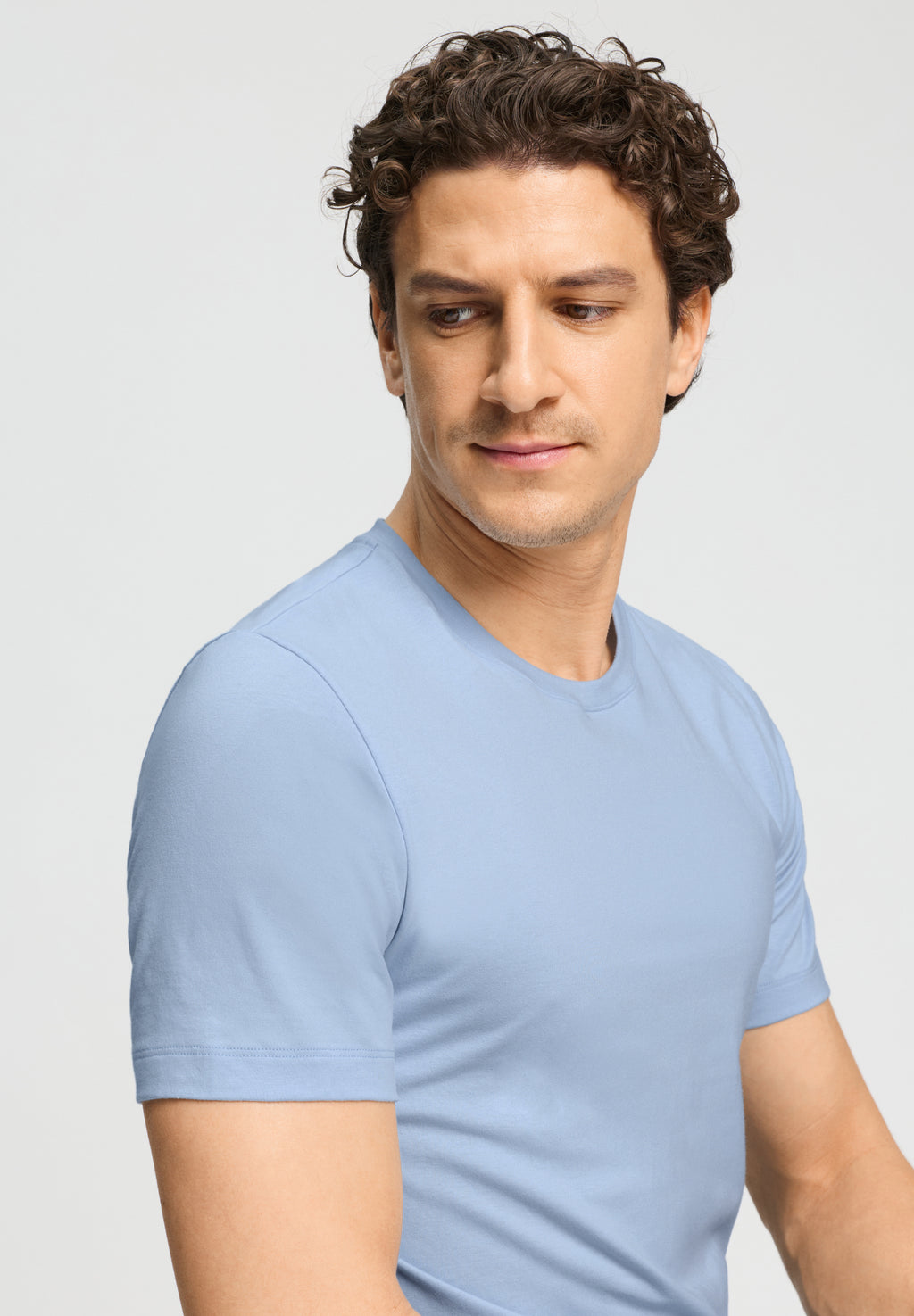 Living Shirts Cotton Crew Neck T-Shirt | Cashmere Blue 75050-2587