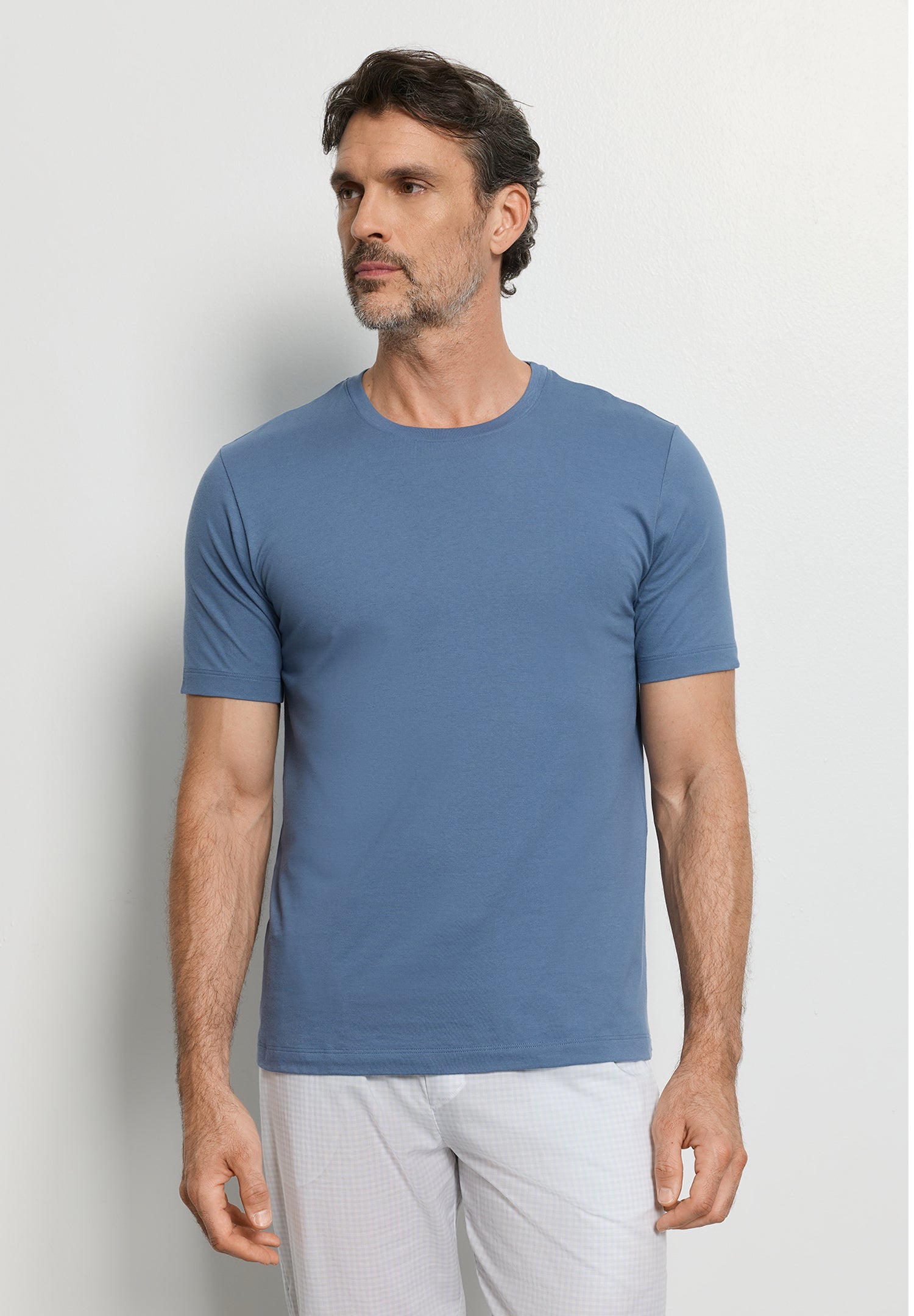 Living Shirts Cotton Crew Neck T-Shirt | Retro Blue 75050-2626