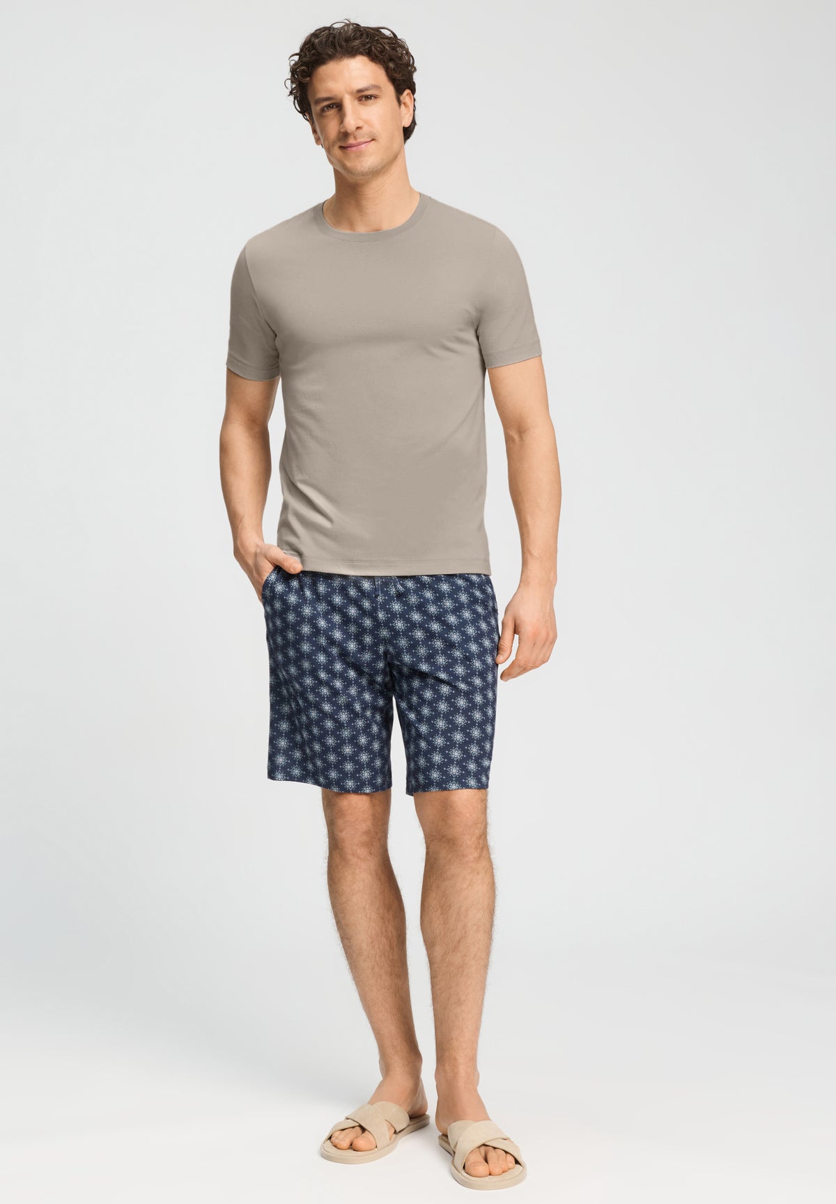 Living Shirts Cotton Crew Neck T-Shirt | Wooly Beige 75050-2848