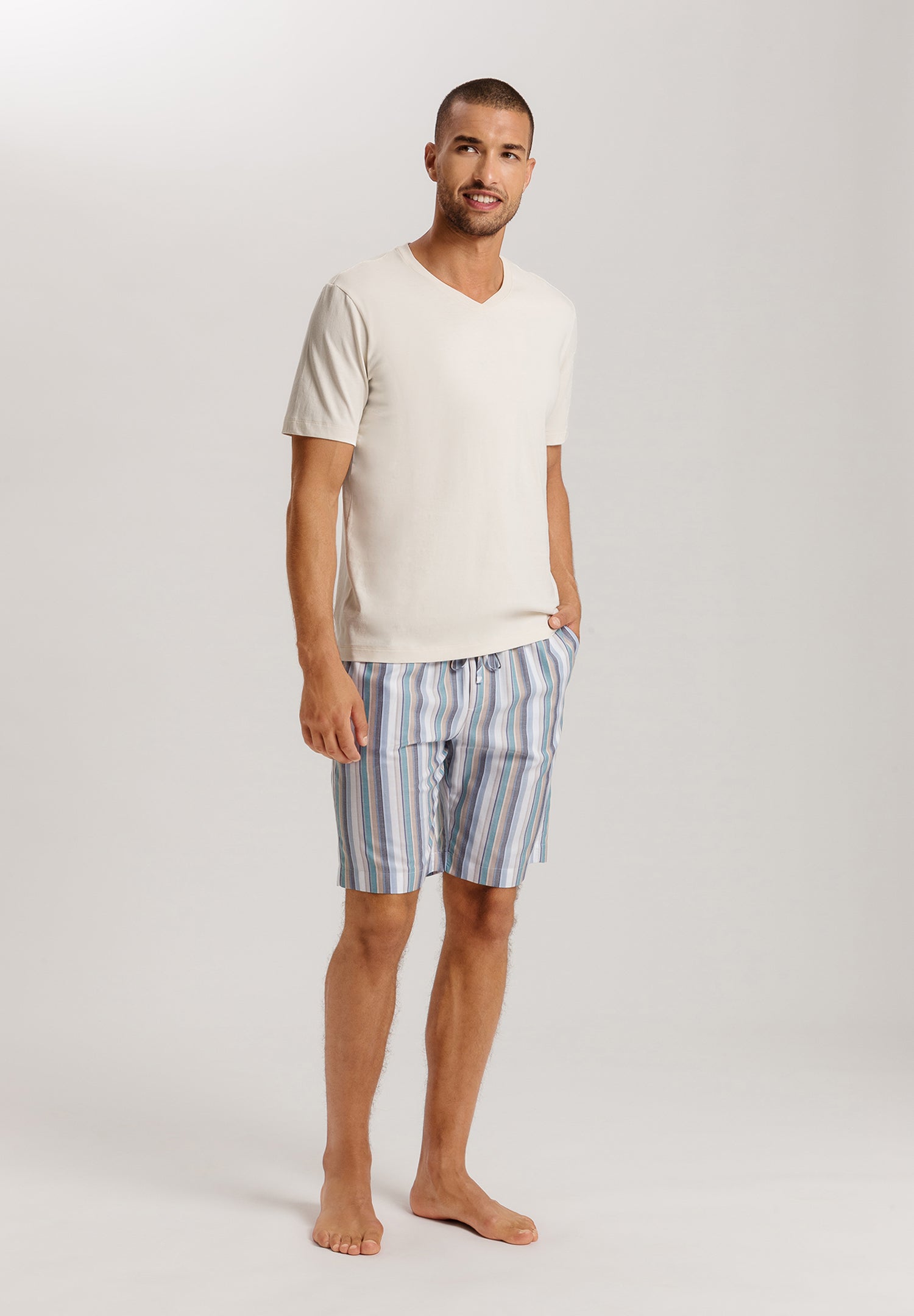 Living Shirts Jersey Cotton V-Neck T-Shirt | Warm Sand 75051-1200