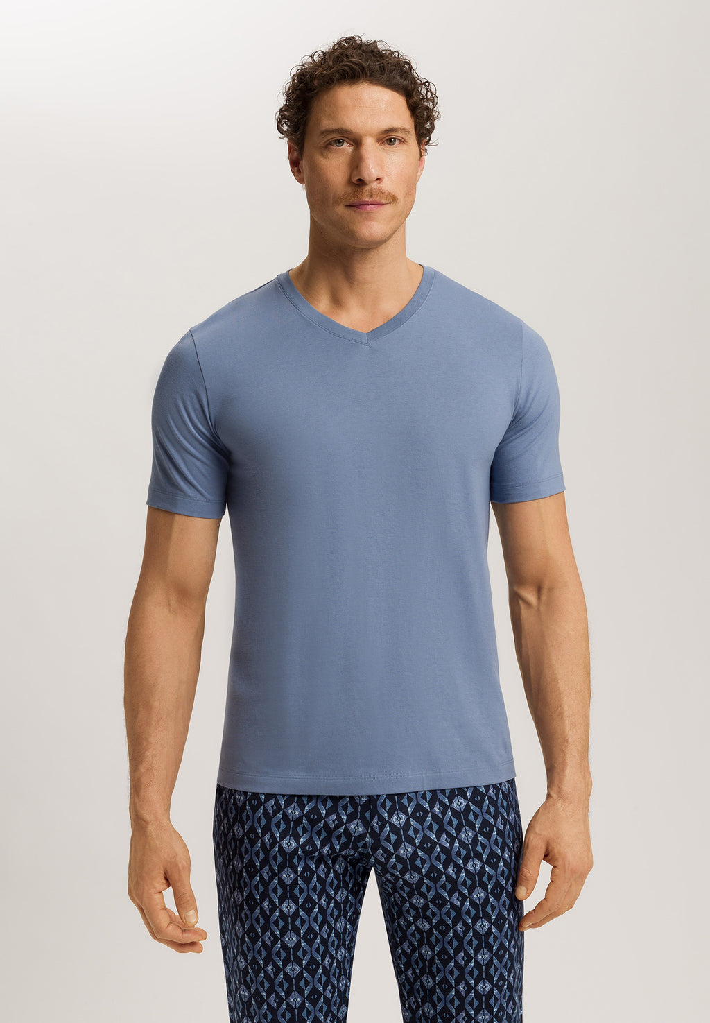 Living Shirts Jersey Cotton V-Neck T-Shirt | Dusky Aqua 75051-2586