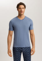 Living Shirts Jersey Cotton V-Neck T-Shirt | Dusky Aqua 75051-2586