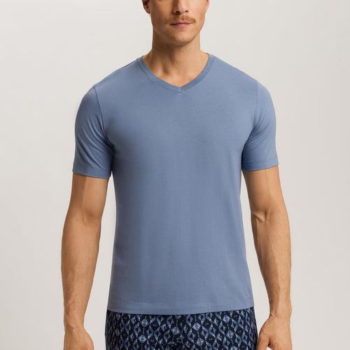 Living Shirts Jersey Cotton V-Neck T-Shirt | Dusky Aqua 75051-2586