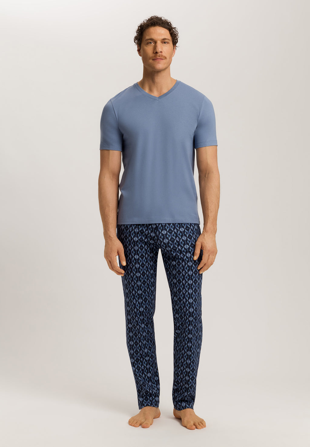 Living Shirts Jersey Cotton V-Neck T-Shirt | Dusky Aqua 75051-2586