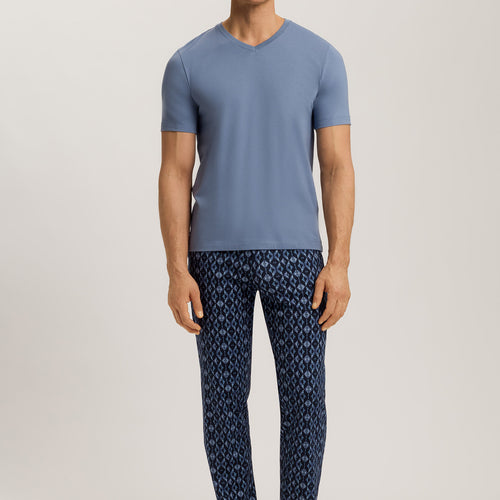Living Shirts Jersey Cotton V-Neck T-Shirt | Dusky Aqua 75051-2586