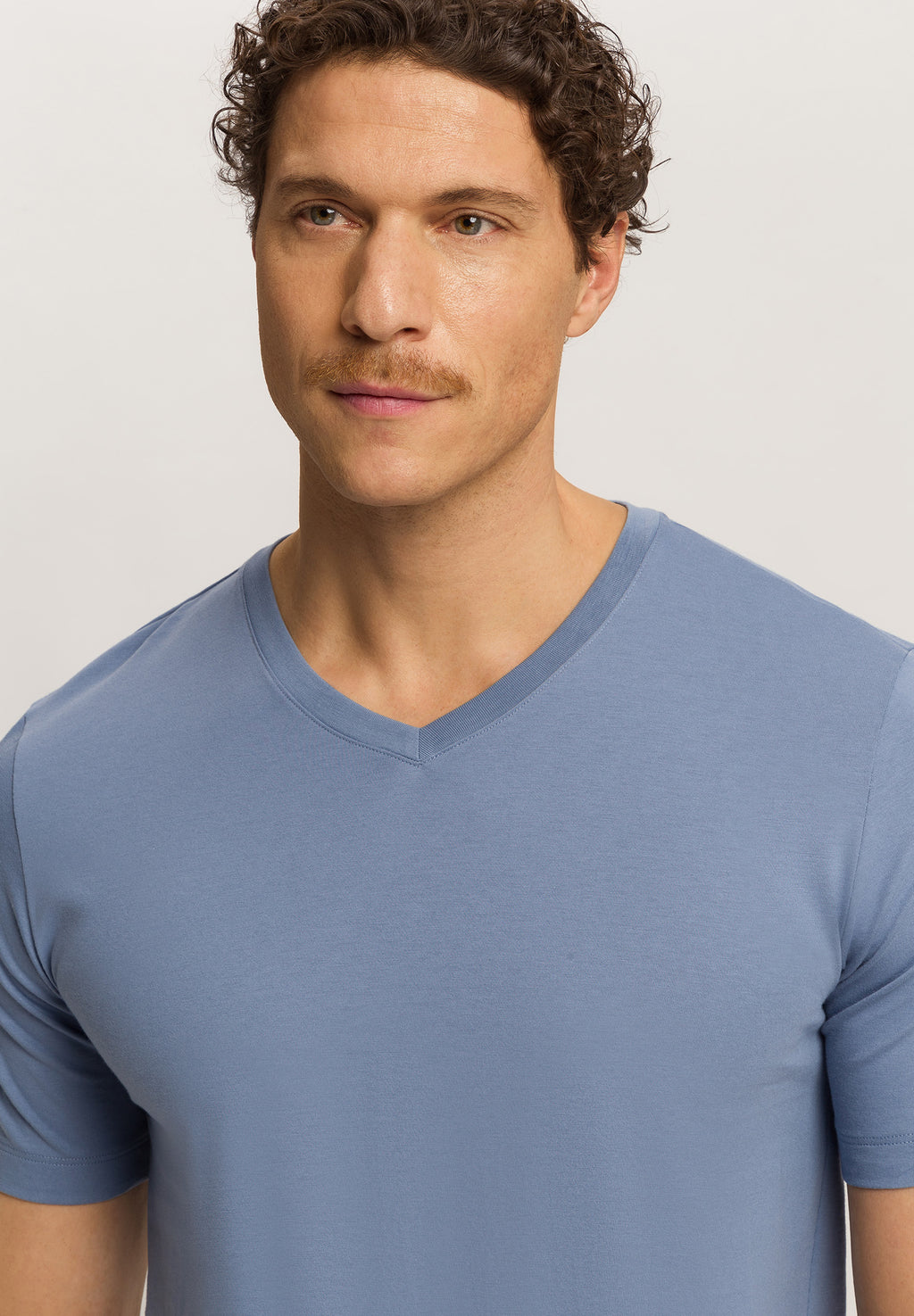 Living Shirts Jersey Cotton V-Neck T-Shirt | Dusky Aqua 75051-2586