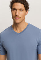 Living Shirts Jersey Cotton V-Neck T-Shirt | Dusky Aqua 75051-2586