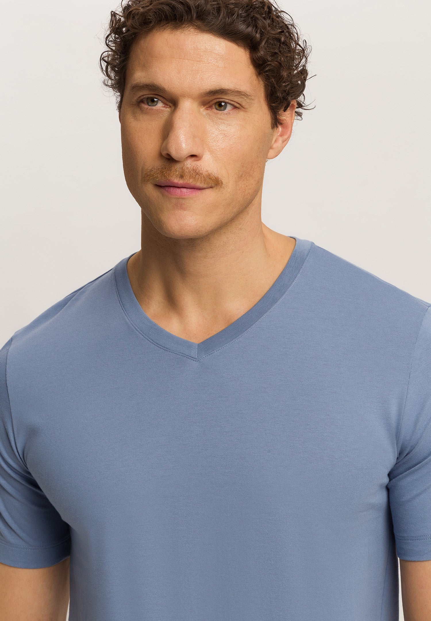 Living Shirts Jersey Cotton V-Neck T-Shirt | Dusky Aqua 75051-2586